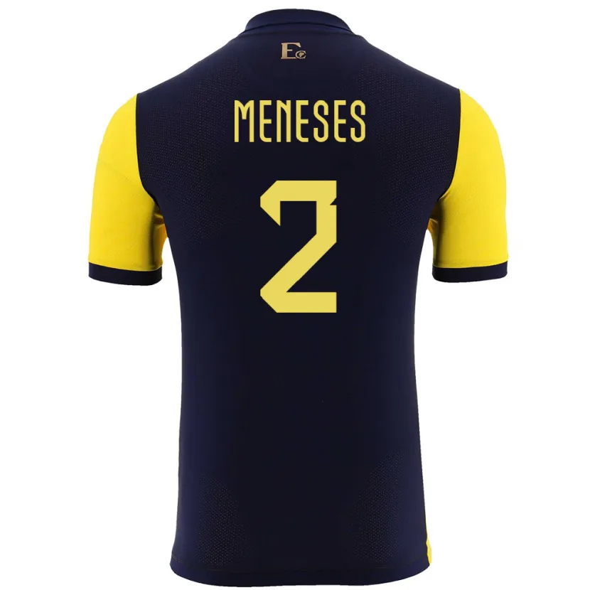 Danxen Heren Ecuador Randy Meneses #2 Geel Thuisshirt Thuistenue 24-26 T-Shirt
