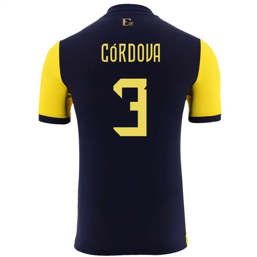 Danxen Heren Ecuador Luis Cordova #3 Geel Thuisshirt Thuistenue 24-26 T-Shirt