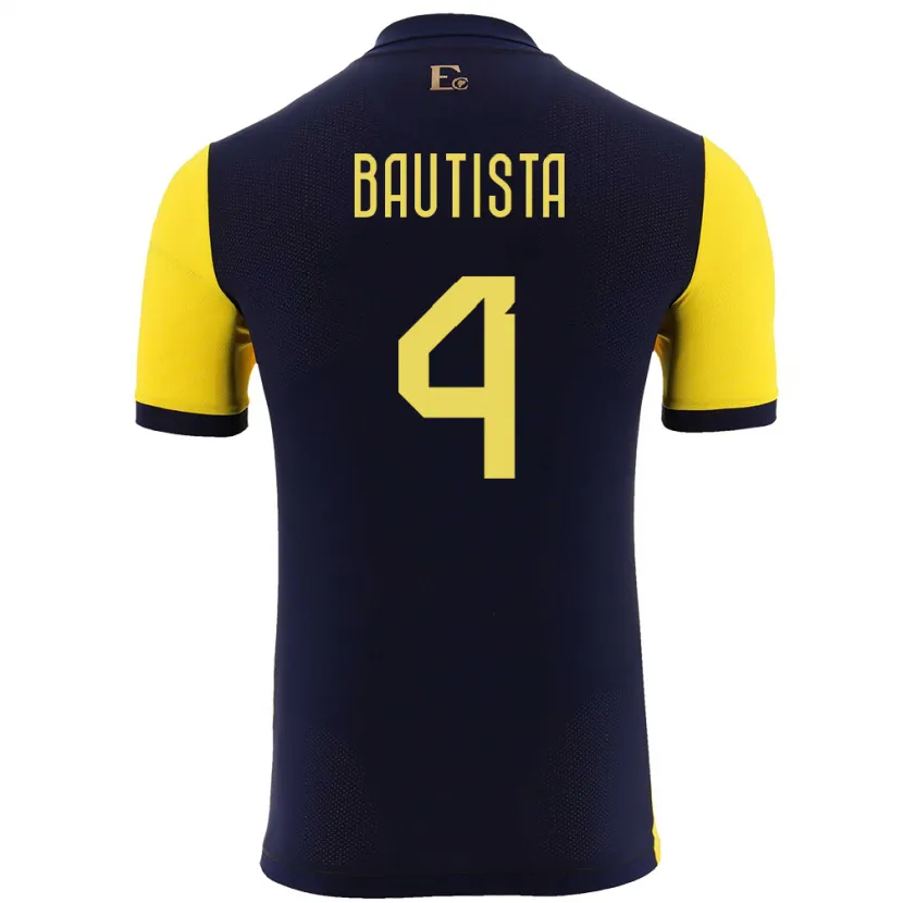 Danxen Heren Ecuador Davis Bautista #4 Geel Thuisshirt Thuistenue 24-26 T-Shirt