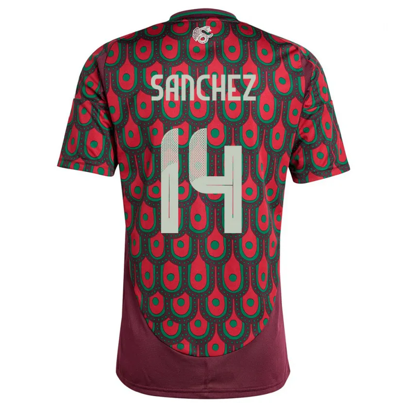 Danxen Heren Mexico Erick Sanchez #14 Kastanjebruin Thuisshirt Thuistenue 24-26 T-Shirt