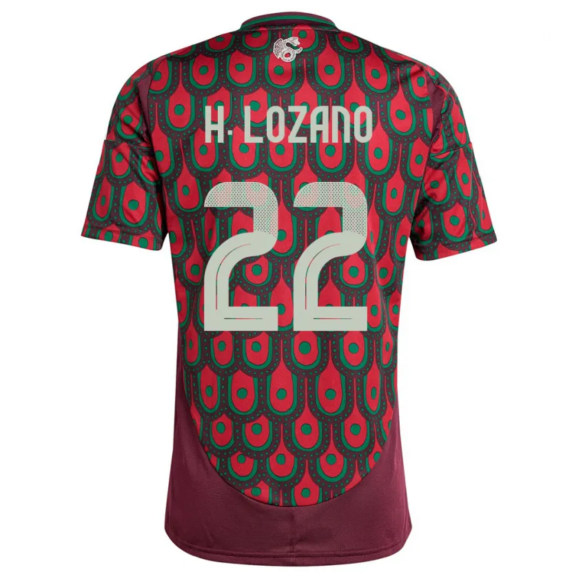 Danxen Heren Mexico Hirving Lozano #22 Kastanjebruin Thuisshirt Thuistenue 24-26 T-Shirt