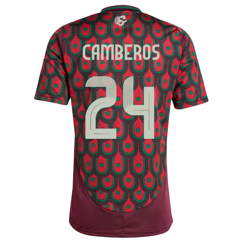 Danxen Heren Mexico Scarlett Camberos #24 Kastanjebruin Thuisshirt Thuistenue 24-26 T-Shirt