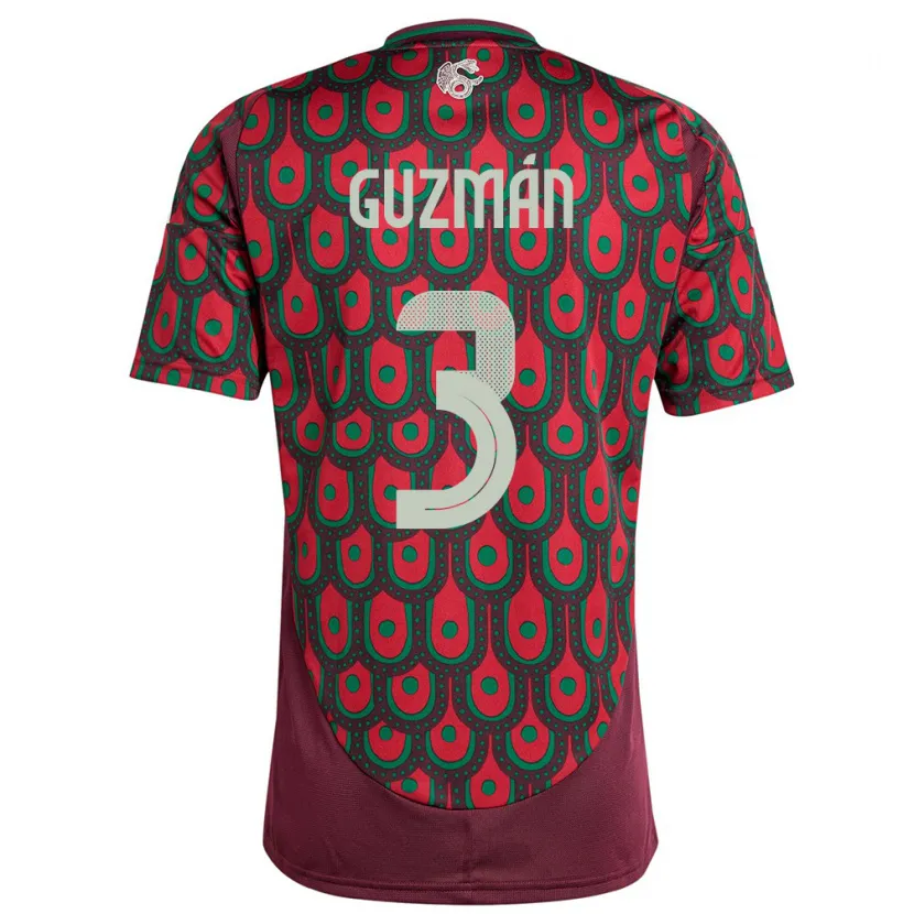 Danxen Heren Mexico Victor Guzman #3 Kastanjebruin Thuisshirt Thuistenue 24-26 T-Shirt