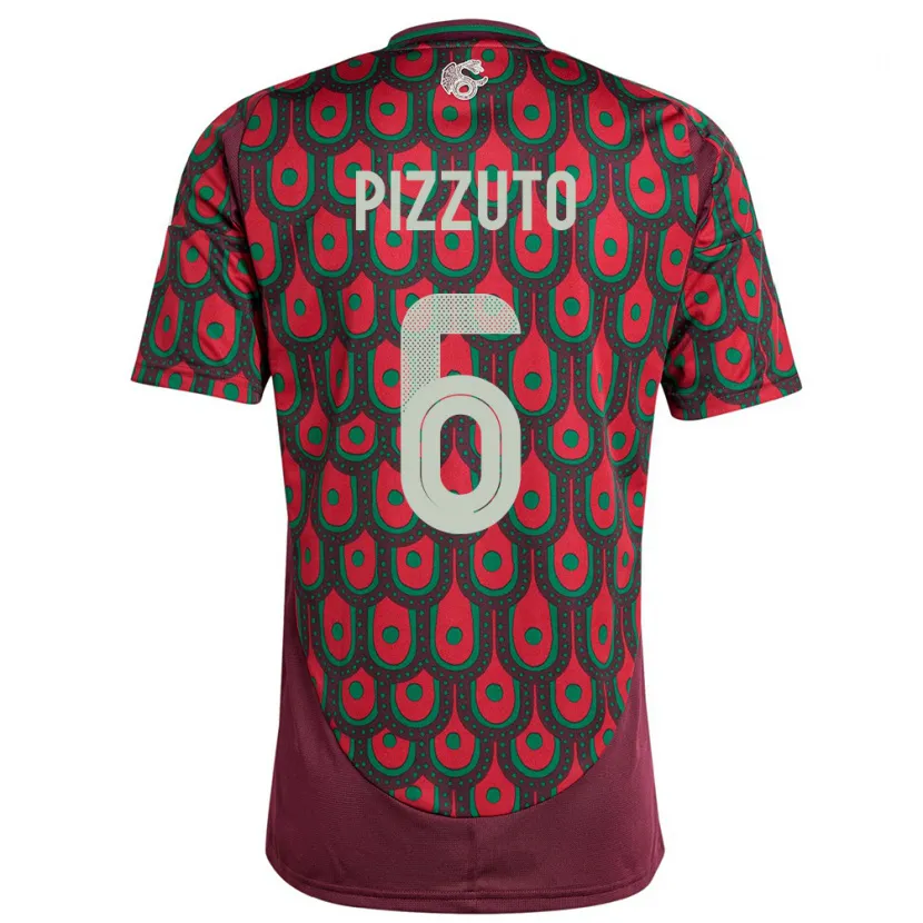 Danxen Heren Mexico Eugenio Pizzuto #6 Kastanjebruin Thuisshirt Thuistenue 24-26 T-Shirt