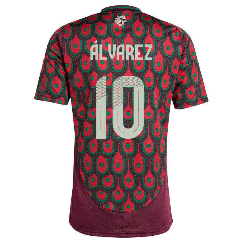 Danxen Heren Mexico Efrain Alvarez #10 Kastanjebruin Thuisshirt Thuistenue 24-26 T-Shirt