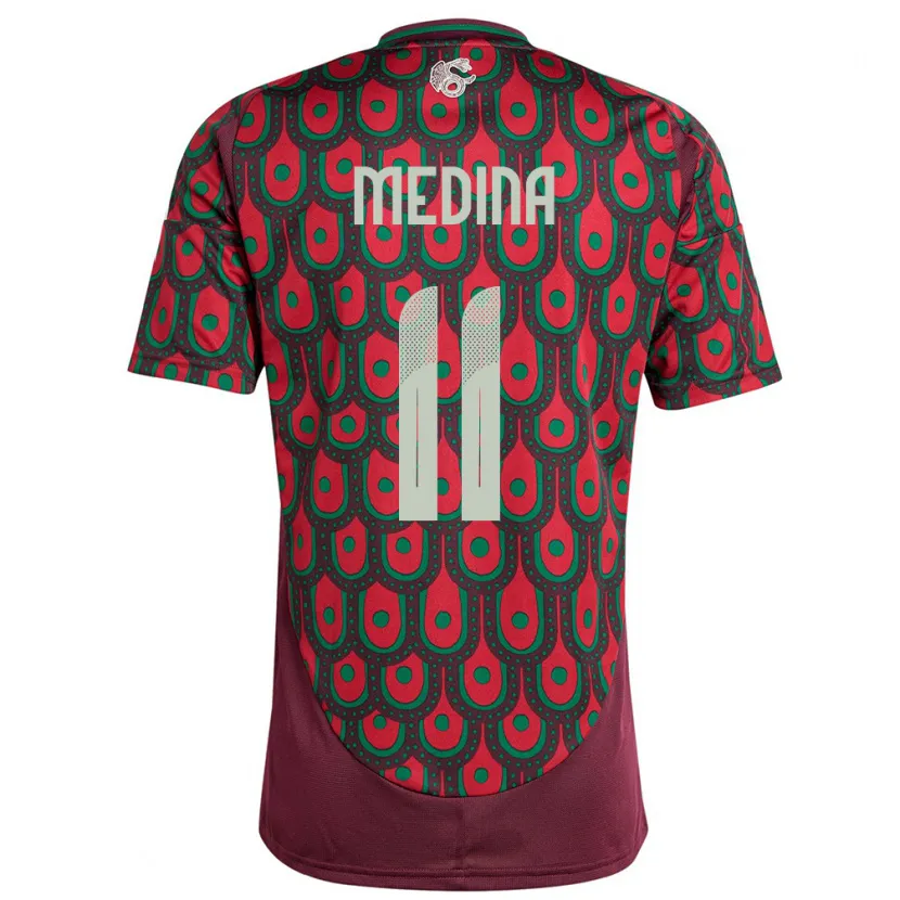 Danxen Heren Mexico Diego Medina #11 Kastanjebruin Thuisshirt Thuistenue 24-26 T-Shirt