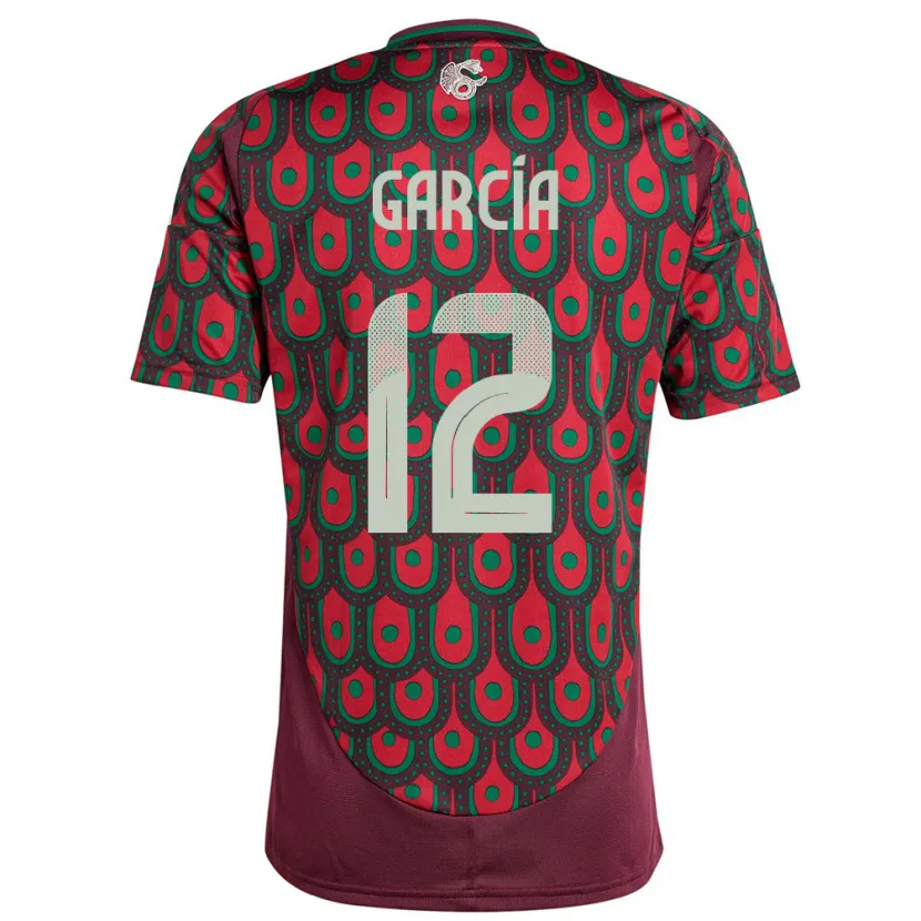 Danxen Heren Mexico Eduardo Garcia #12 Kastanjebruin Thuisshirt Thuistenue 24-26 T-Shirt