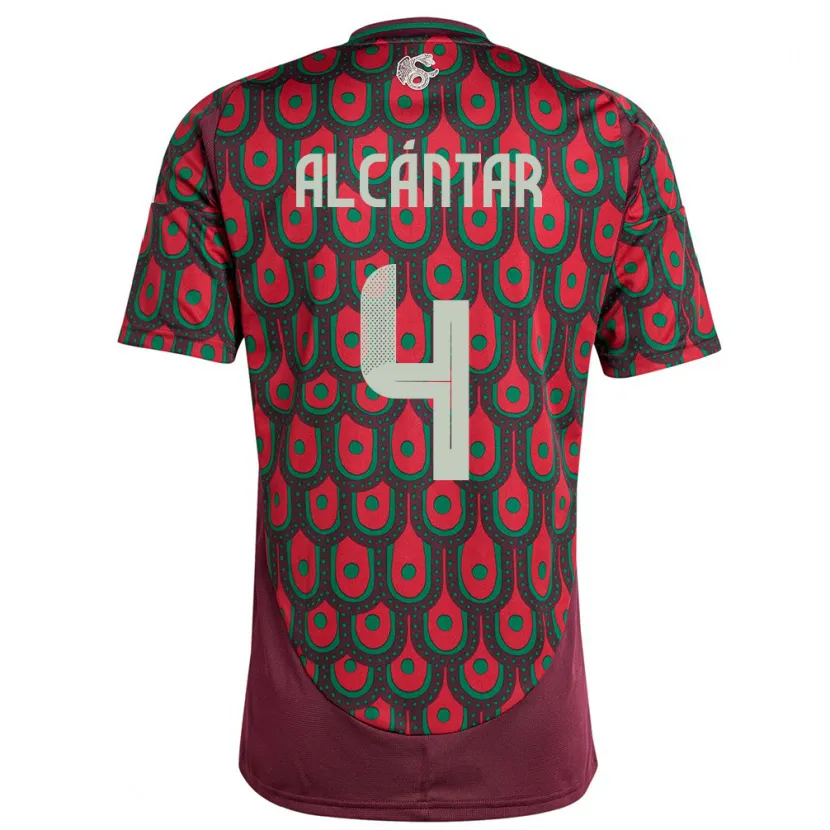 Danxen Heren Mexico Jesus Alcantar #4 Kastanjebruin Thuisshirt Thuistenue 24-26 T-Shirt