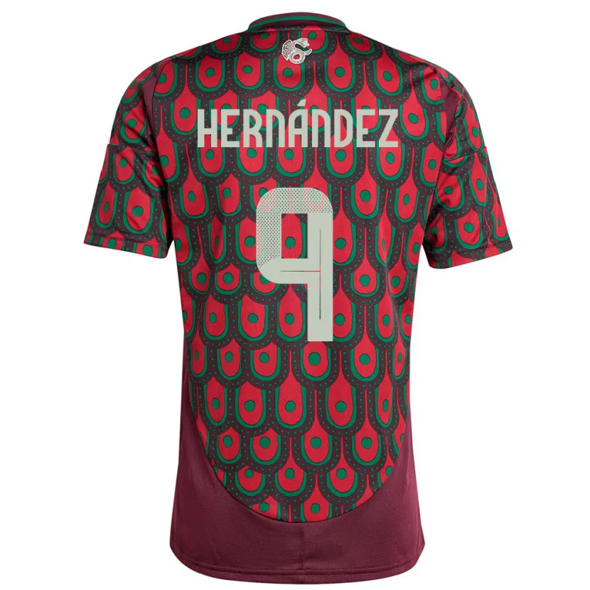 Danxen Heren Mexico Jesus Hernandez #9 Kastanjebruin Thuisshirt Thuistenue 24-26 T-Shirt
