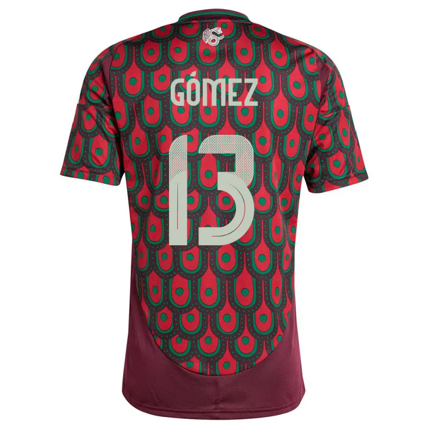 Danxen Heren Mexico Diego Gomez #13 Kastanjebruin Thuisshirt Thuistenue 24-26 T-Shirt