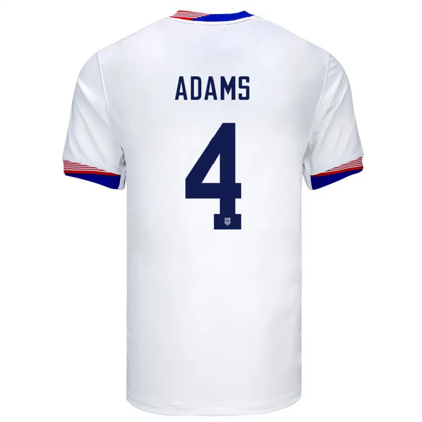 Danxen Heren Verenigde Staten Tyler Adams #4 Wit Thuisshirt Thuistenue 24-26 T-Shirt