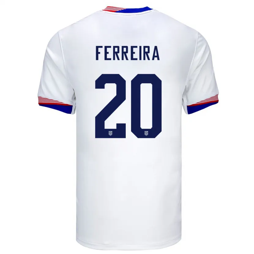 Danxen Heren Verenigde Staten Jesus Ferreira #20 Wit Thuisshirt Thuistenue 24-26 T-Shirt
