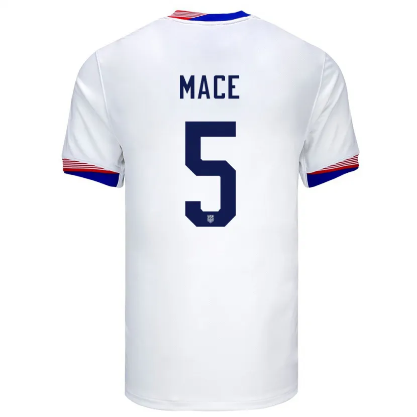 Danxen Heren Verenigde Staten Hailie Mace #5 Wit Thuisshirt Thuistenue 24-26 T-Shirt
