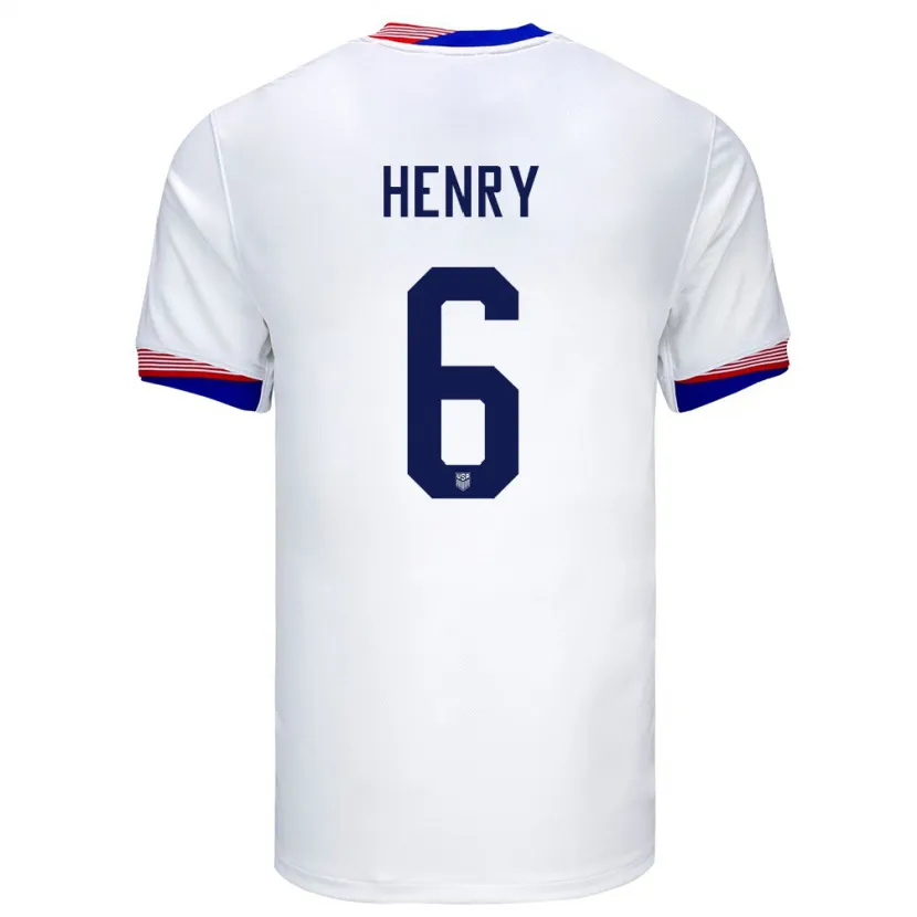 Danxen Heren Verenigde Staten Kobi Henry #6 Wit Thuisshirt Thuistenue 24-26 T-Shirt