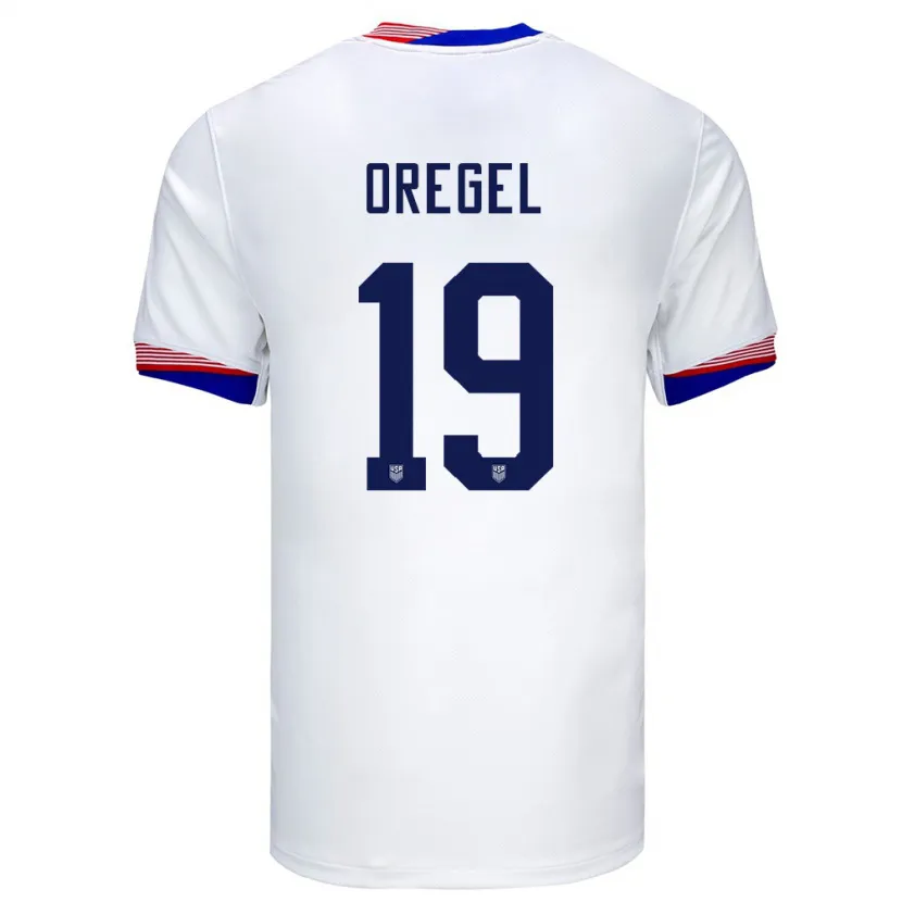 Danxen Heren Verenigde Staten Sergio Oregel #19 Wit Thuisshirt Thuistenue 24-26 T-Shirt
