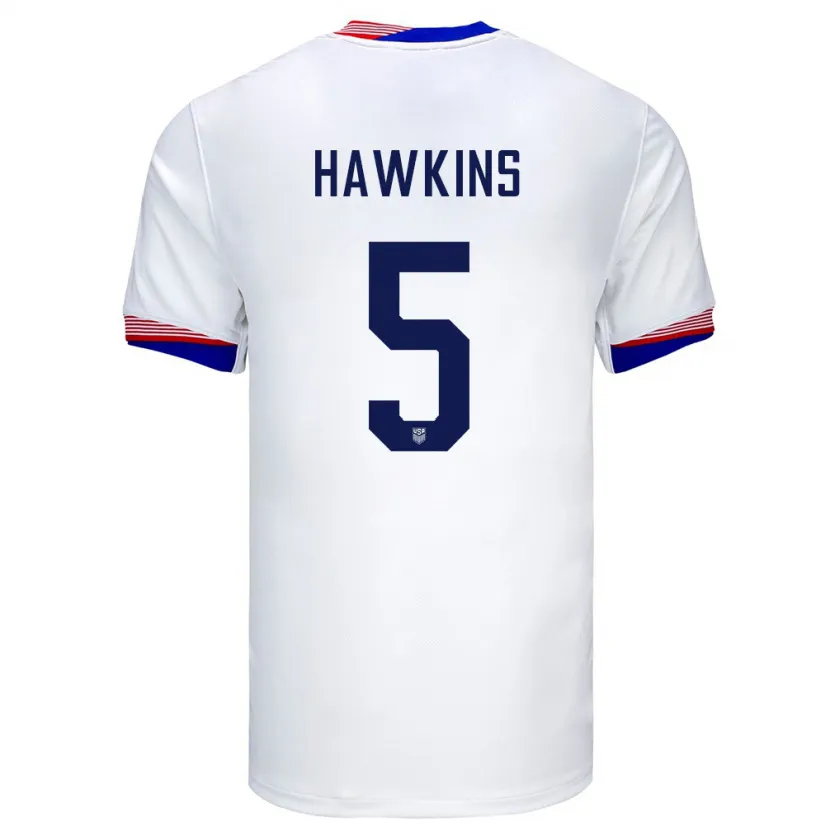 Danxen Heren Verenigde Staten Stuart Hawkins #5 Wit Thuisshirt Thuistenue 24-26 T-Shirt