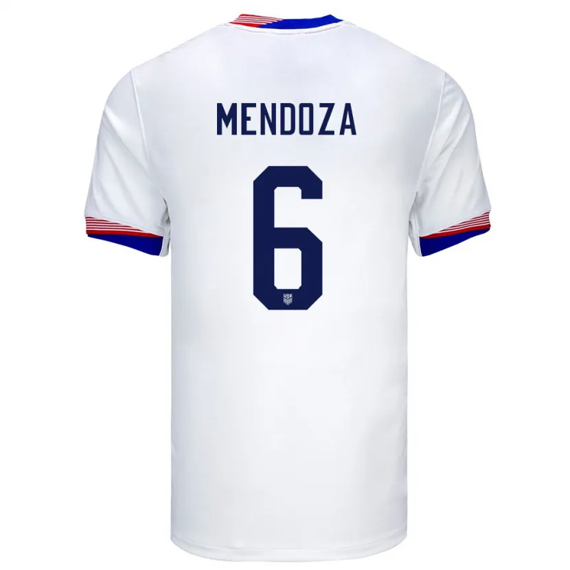 Danxen Heren Verenigde Staten Edwyn Mendoza #6 Wit Thuisshirt Thuistenue 24-26 T-Shirt