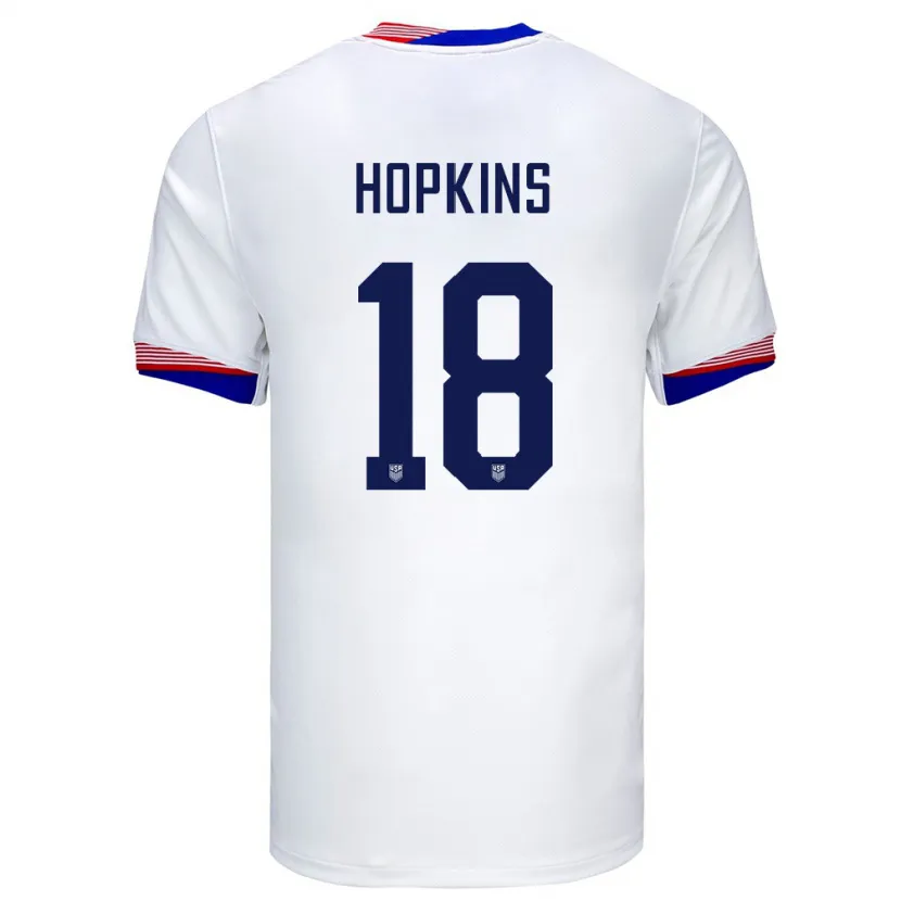 Danxen Heren Verenigde Staten Jackson Hopkins #18 Wit Thuisshirt Thuistenue 24-26 T-Shirt