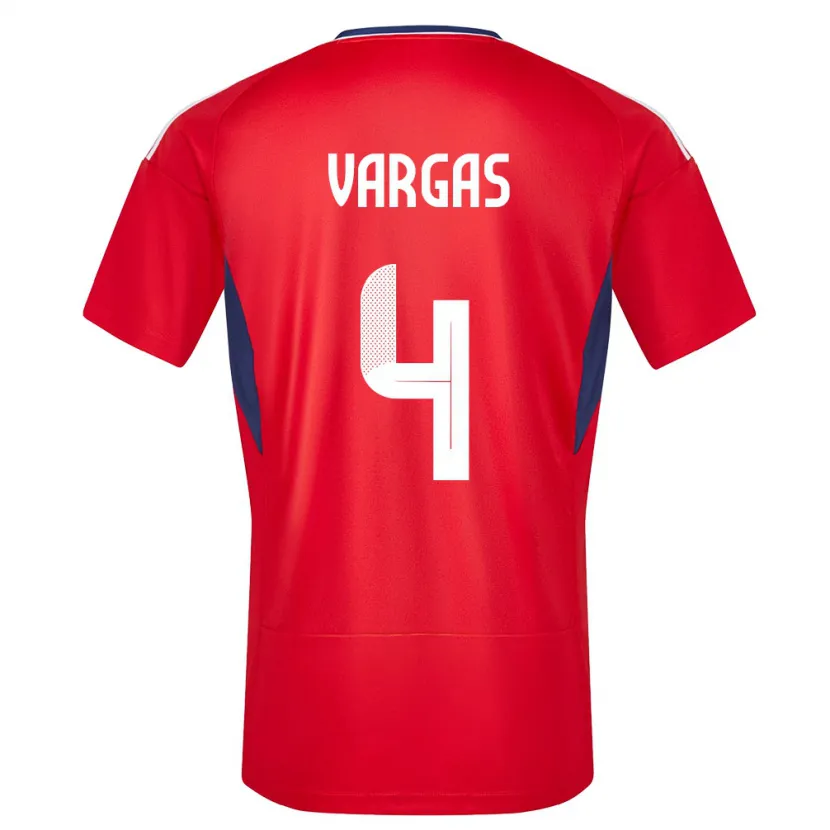 Danxen Heren Costa Rica Juan Pablo Vargas #4 Rood Thuisshirt Thuistenue 24-26 T-Shirt