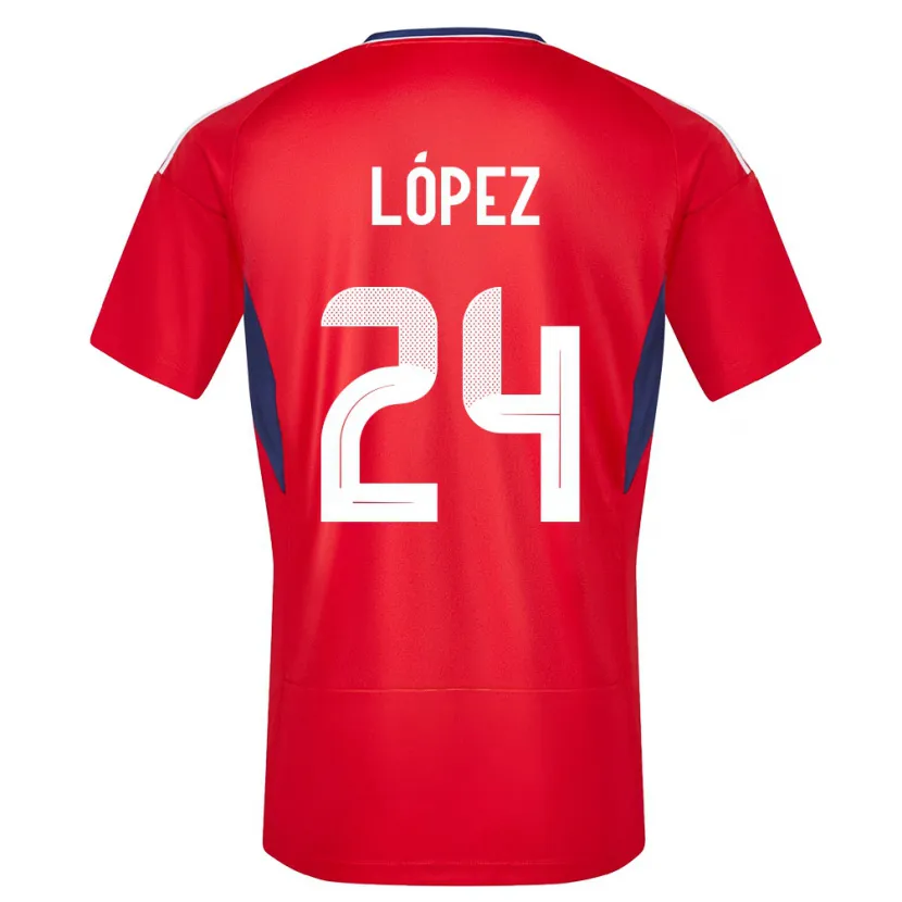 Danxen Heren Costa Rica Douglas Lopez #24 Rood Thuisshirt Thuistenue 24-26 T-Shirt