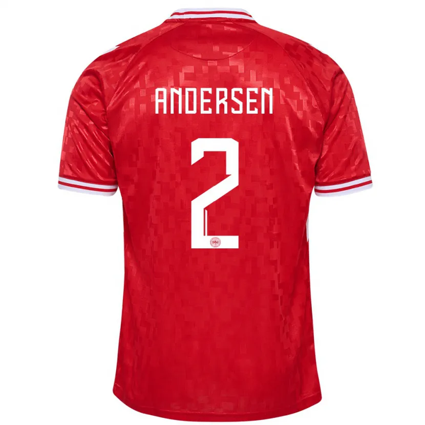 Danxen Heren Denemarken Joachim Andersen #2 Rood Thuisshirt Thuistenue 24-26 T-Shirt