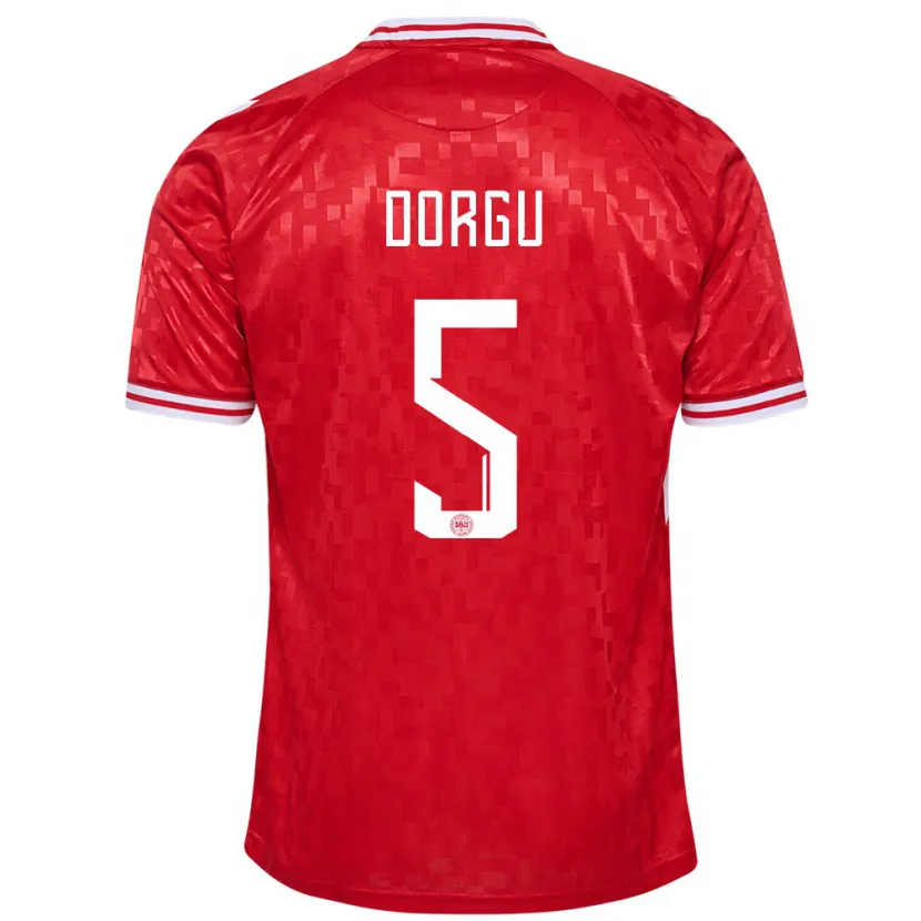 Danxen Heren Denemarken Patrick Dorgu #5 Rood Thuisshirt Thuistenue 24-26 T-Shirt