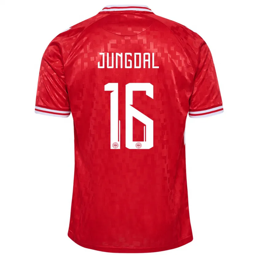 Danxen Heren Denemarken Andreas Jungdal #16 Rood Thuisshirt Thuistenue 24-26 T-Shirt