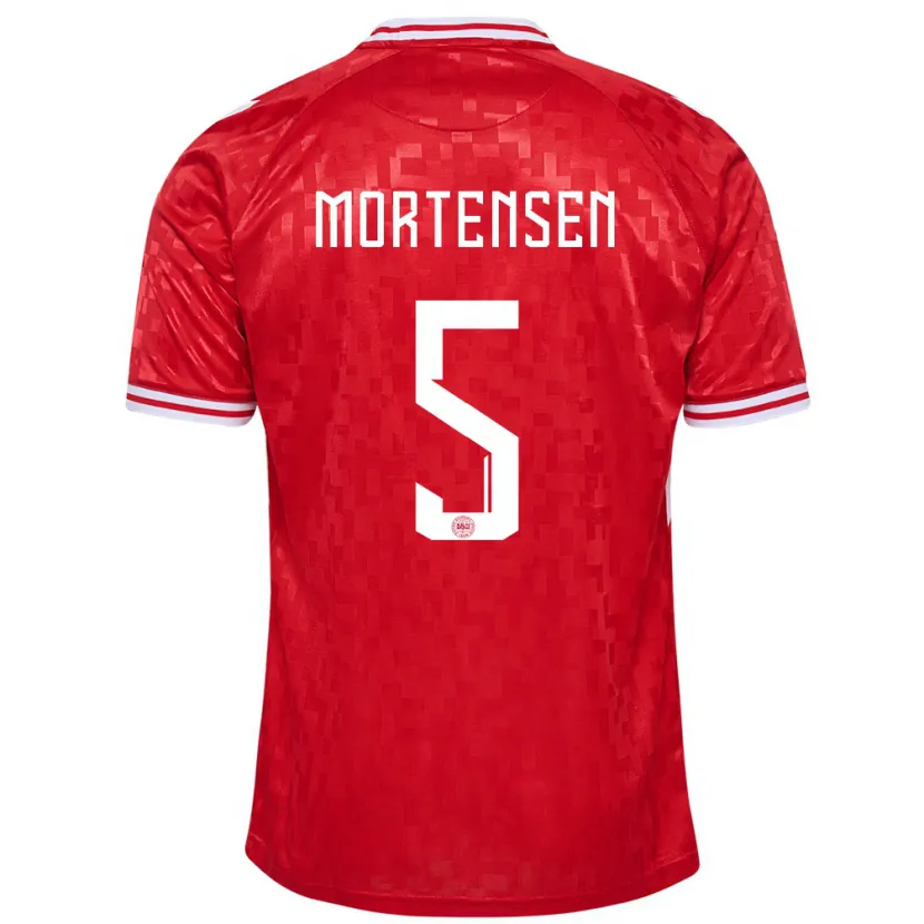 Danxen Heren Denemarken Gustav Mortensen #5 Rood Thuisshirt Thuistenue 24-26 T-Shirt