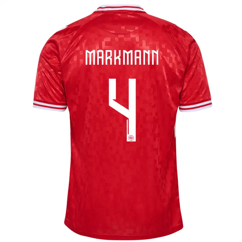 Danxen Heren Denemarken Noah Markmann #4 Rood Thuisshirt Thuistenue 24-26 T-Shirt