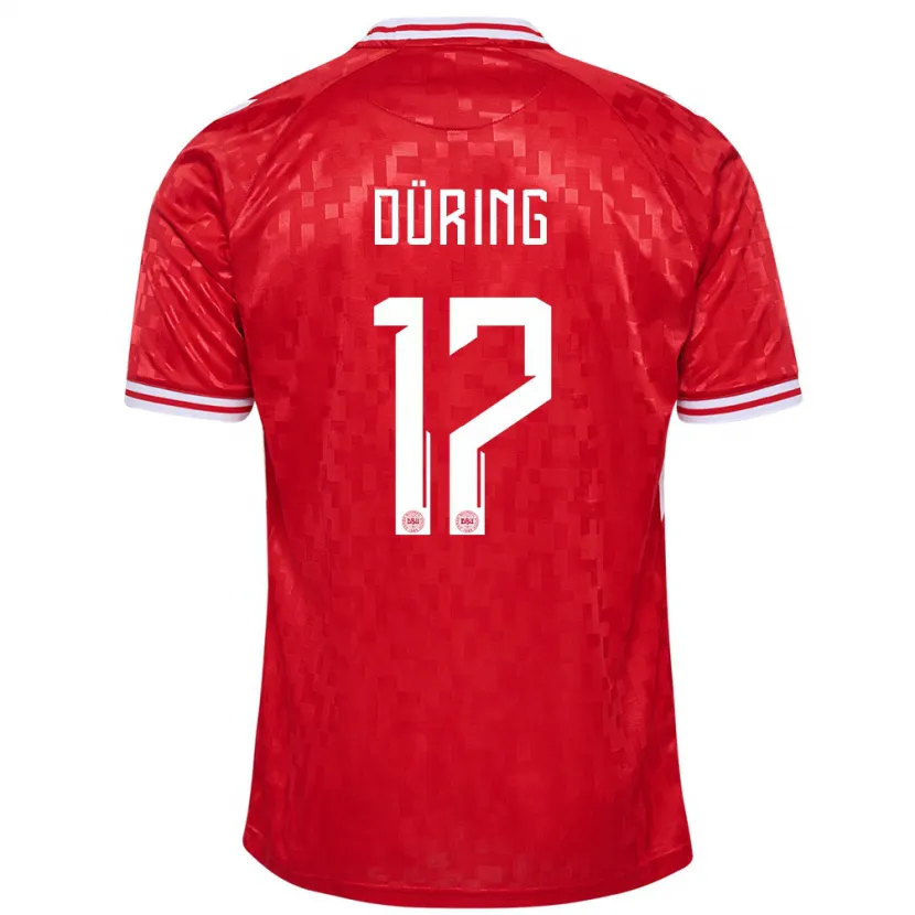 Danxen Heren Denemarken Rasmus Düring #17 Rood Thuisshirt Thuistenue 24-26 T-Shirt