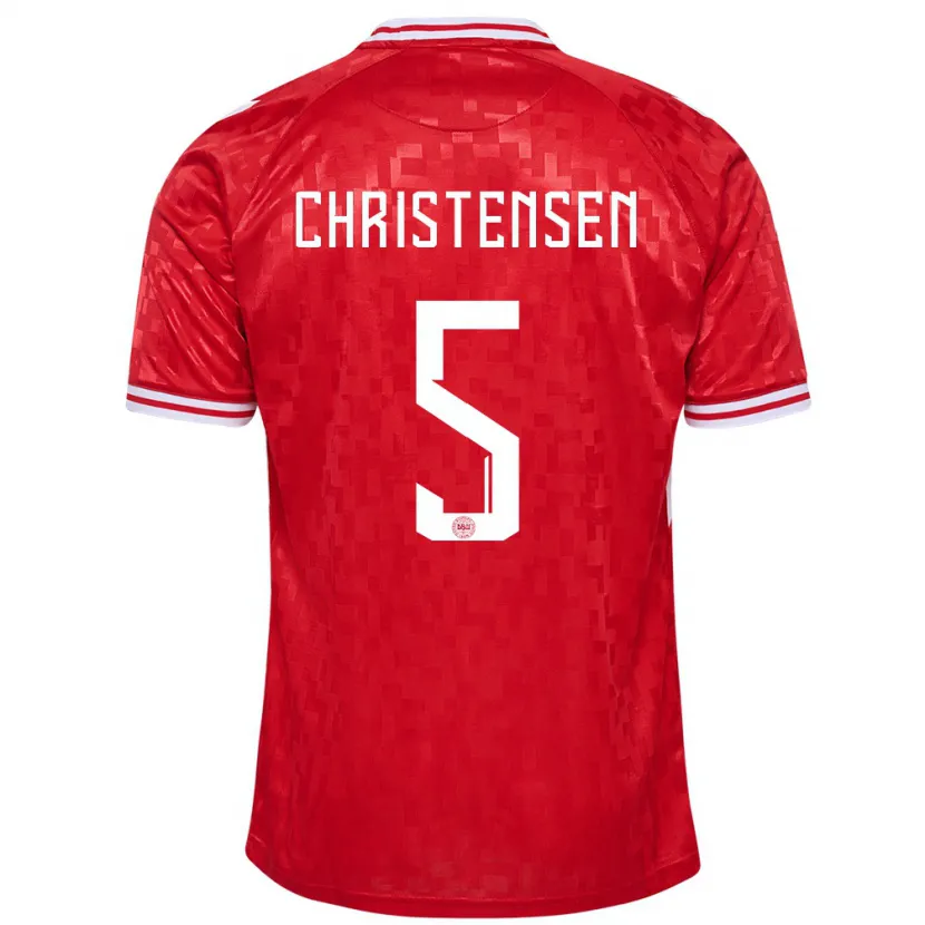 Danxen Heren Denemarken Aske Christensen #5 Rood Thuisshirt Thuistenue 24-26 T-Shirt