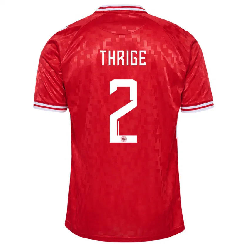 Danxen Heren Denemarken Sara Thrige #2 Rood Thuisshirt Thuistenue 24-26 T-Shirt