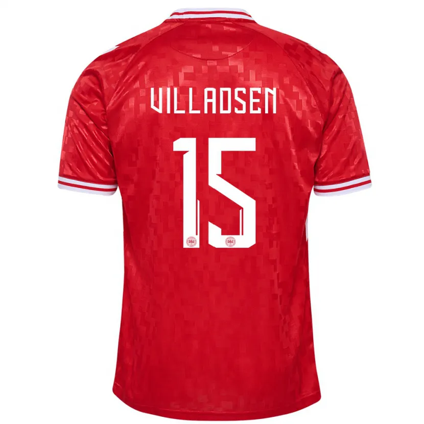 Danxen Heren Denemarken Oliver Villadsen #15 Rood Thuisshirt Thuistenue 24-26 T-Shirt