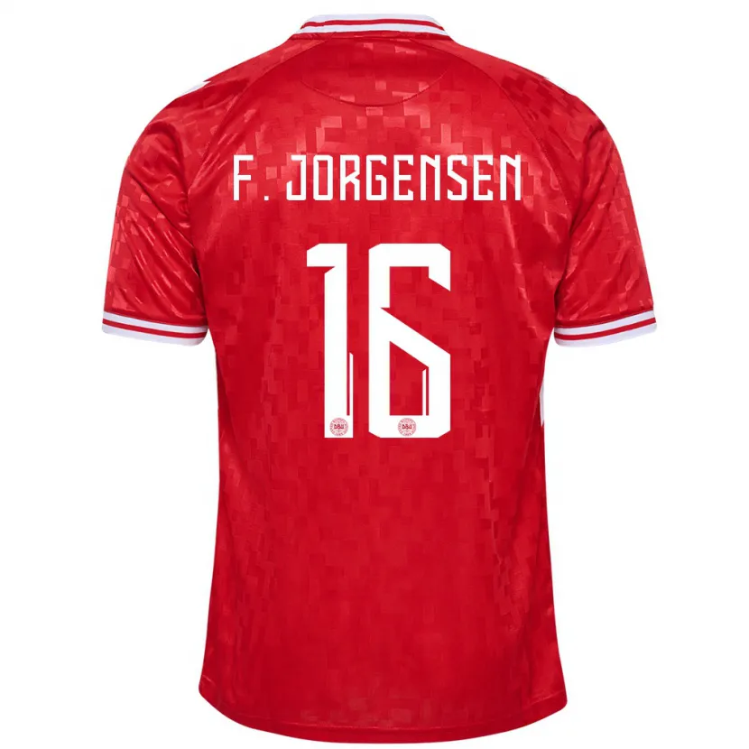 Danxen Heren Denemarken Filip Jorgensen #16 Rood Thuisshirt Thuistenue 24-26 T-Shirt