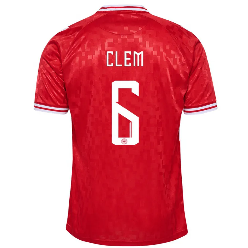 Danxen Heren Denemarken William Clem #6 Rood Thuisshirt Thuistenue 24-26 T-Shirt