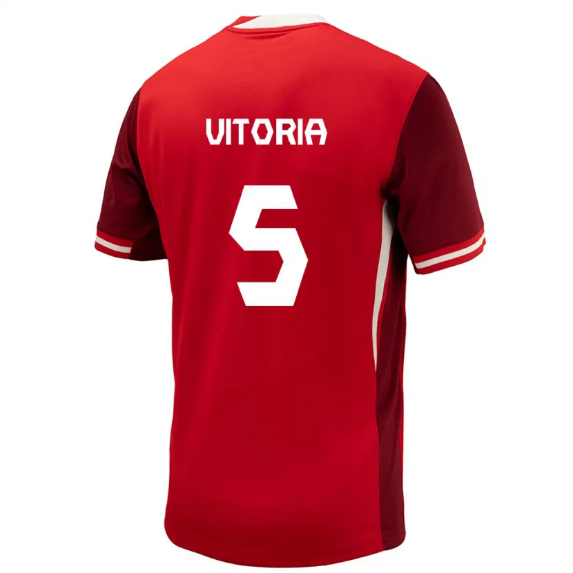 Danxen Heren Canada Steven Vitória #5 Rood Thuisshirt Thuistenue 24-26 T-Shirt