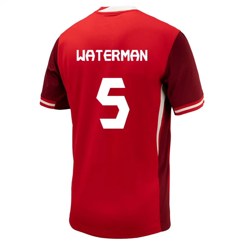 Danxen Heren Canada Joel Waterman #5 Rood Thuisshirt Thuistenue 24-26 T-Shirt