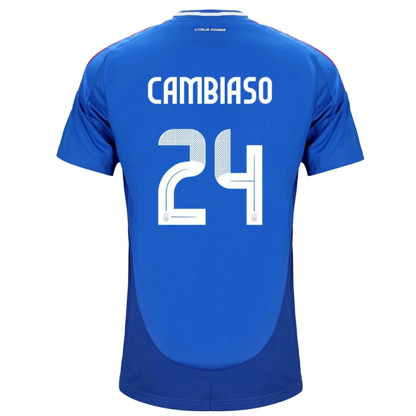Danxen Heren Italië Andrea Cambiaso #24 Blauw Thuisshirt Thuistenue 24-26 T-Shirt