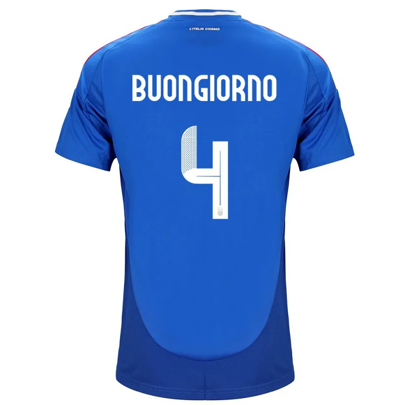 Danxen Heren Italië Alessandro Buongiorno #4 Blauw Thuisshirt Thuistenue 24-26 T-Shirt