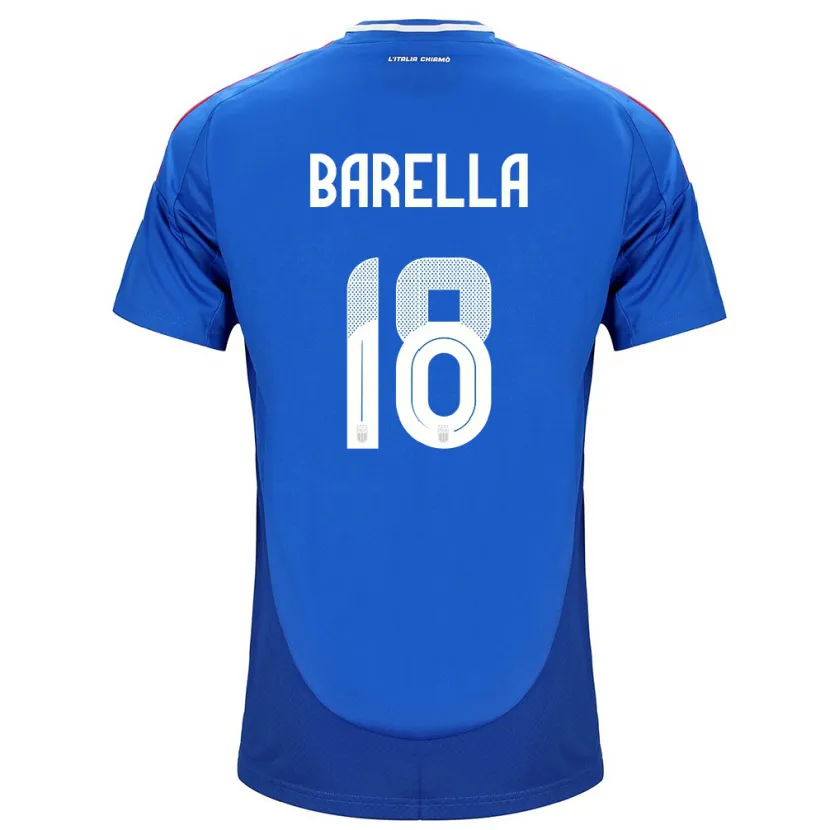 Danxen Heren Italië Nicolò Barella #18 Blauw Thuisshirt Thuistenue 24-26 T-Shirt