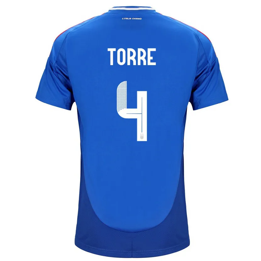 Danxen Heren Italië Pietro La Torre #4 Blauw Thuisshirt Thuistenue 24-26 T-Shirt