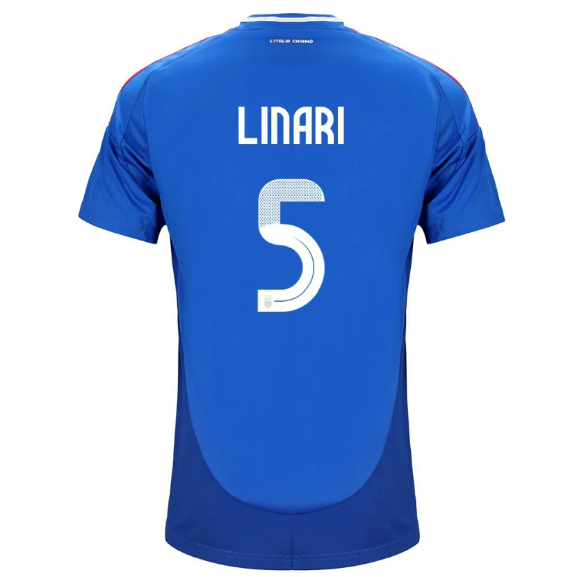 Danxen Heren Italië Elena Linari #5 Blauw Thuisshirt Thuistenue 24-26 T-Shirt