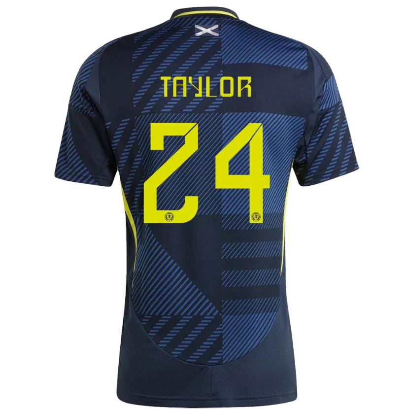 Danxen Heren Schotland Greg Taylor #24 Donkerblauw Thuisshirt Thuistenue 24-26 T-Shirt