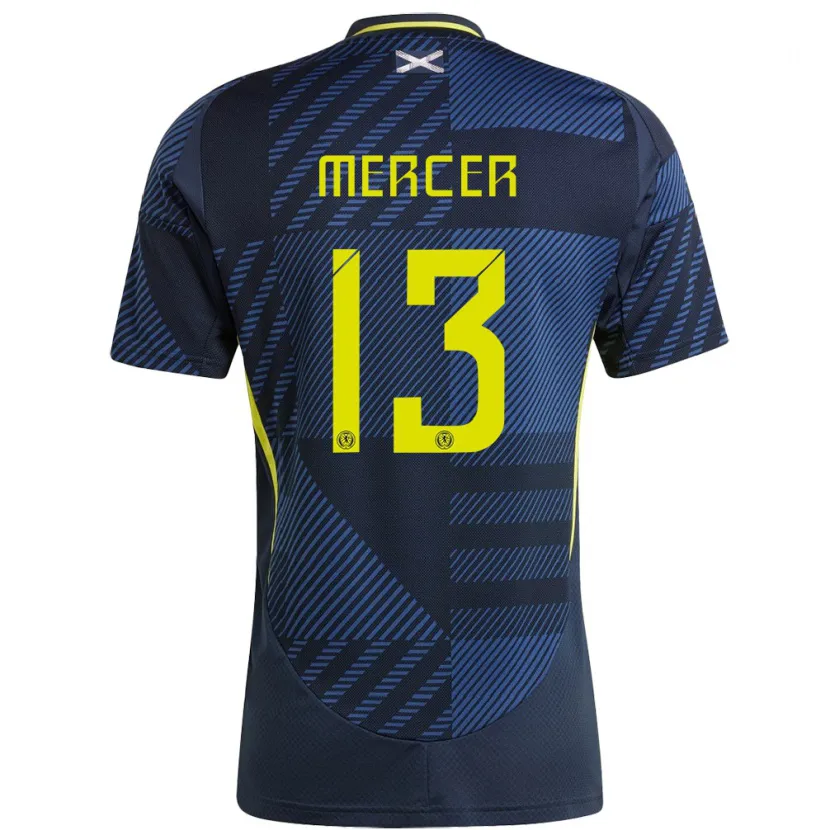 Danxen Heren Schotland Jamie Mercer #13 Donkerblauw Thuisshirt Thuistenue 24-26 T-Shirt