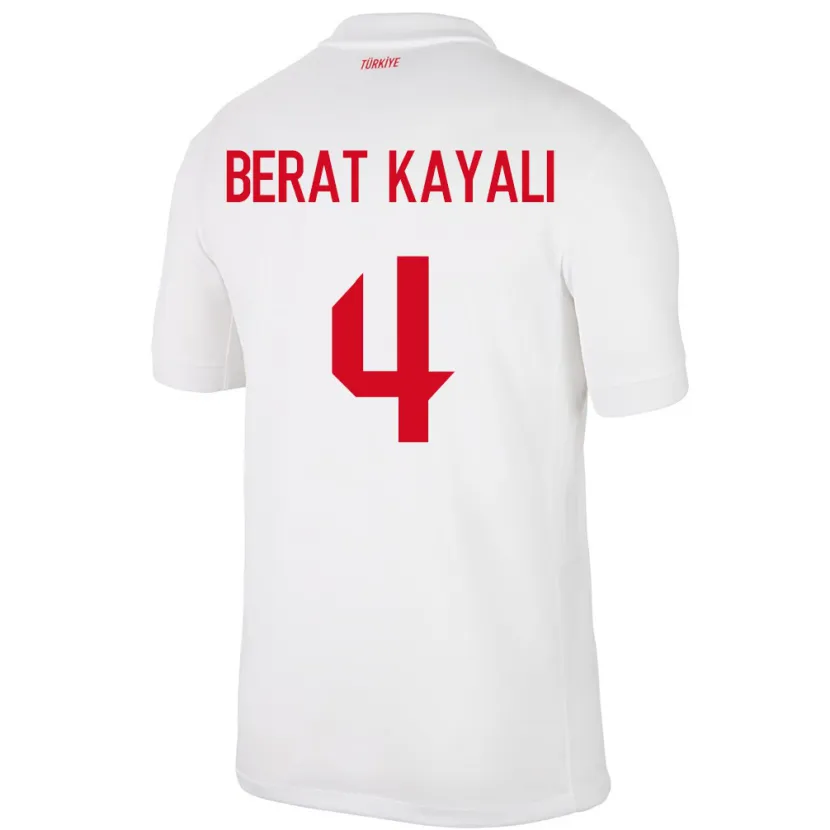 Danxen Heren Turkije Hasan Berat Kayalı #4 Wit Thuisshirt Thuistenue 24-26 T-Shirt