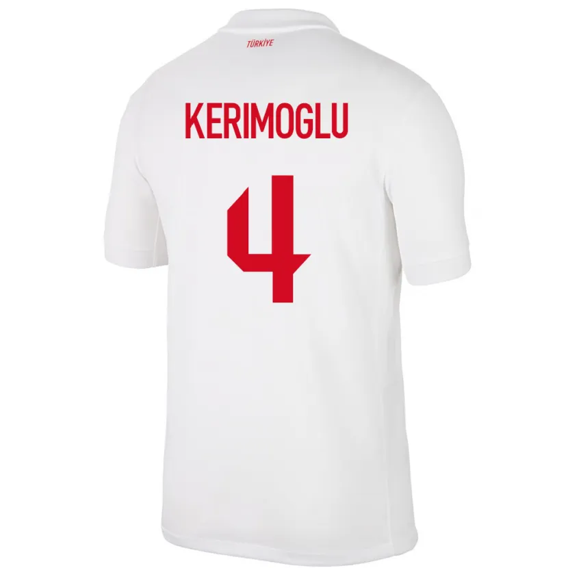 Danxen Heren Turkije Zeynap Kerimoğlu #4 Wit Thuisshirt Thuistenue 24-26 T-Shirt