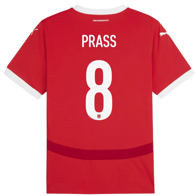 Danxen Heren Oostenrijk Alexander Prass #8 Rood Thuisshirt Thuistenue 24-26 T-Shirt