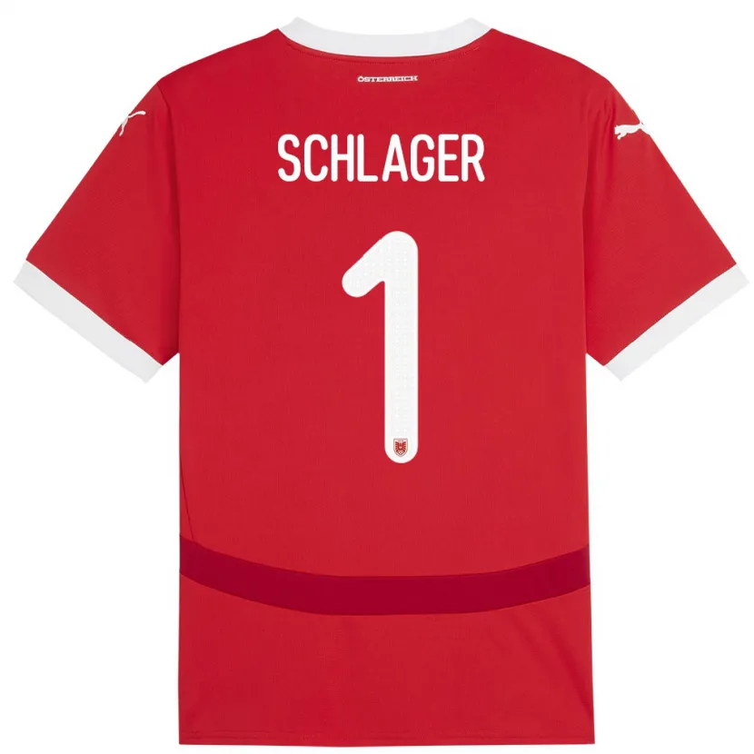 Danxen Heren Oostenrijk Alexander Schlager #1 Rood Thuisshirt Thuistenue 24-26 T-Shirt