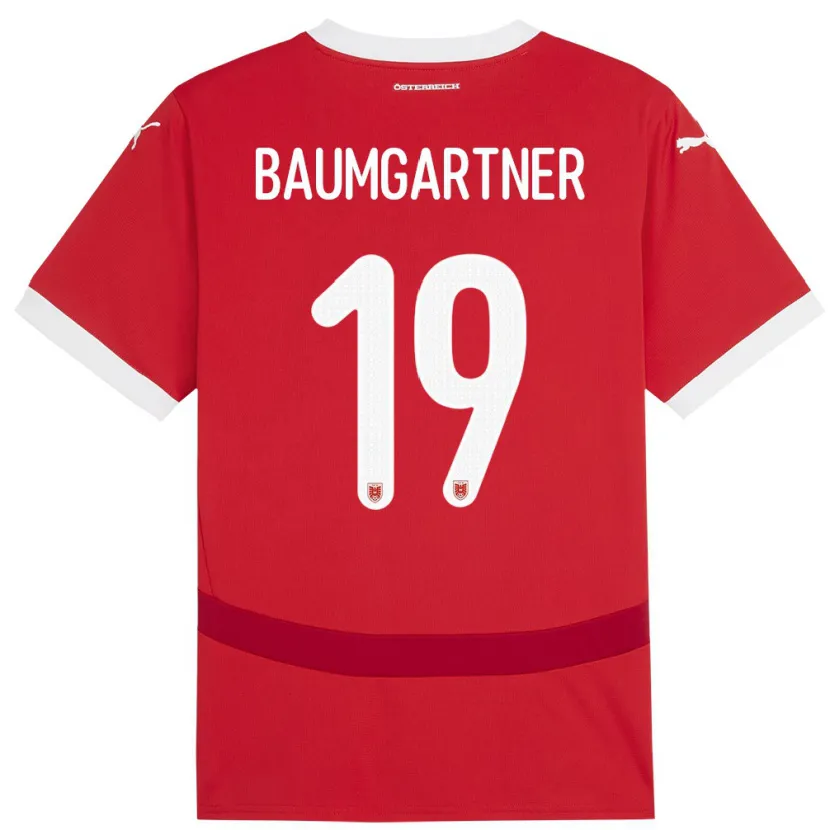 Danxen Heren Oostenrijk Christoph Baumgartner #19 Rood Thuisshirt Thuistenue 24-26 T-Shirt