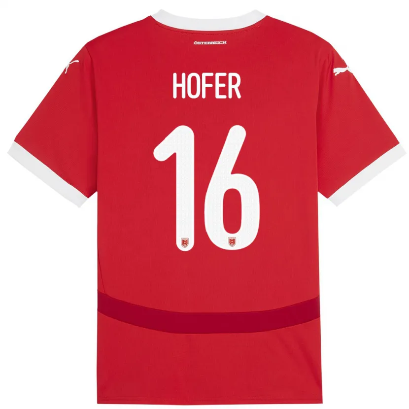 Danxen Heren Oostenrijk Raphael Hofer #16 Rood Thuisshirt Thuistenue 24-26 T-Shirt